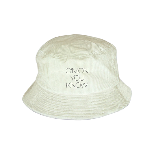 C'MON YOU KNOW Embroidered Bucket Hat White