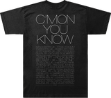 C'mon You Know Photo UK 2022 Tour T-Shirt Black
